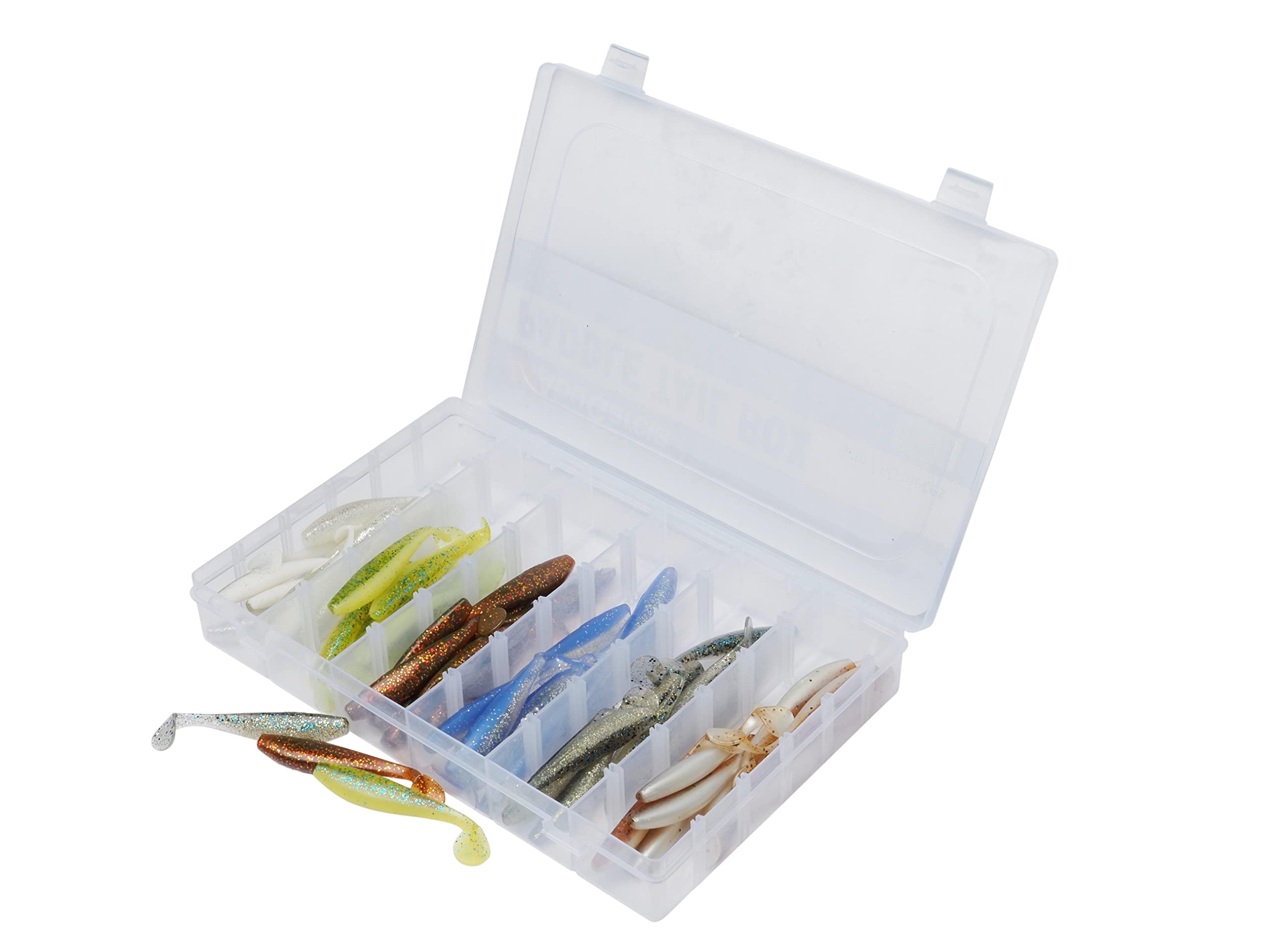 Abu Garcia Paddletail Soft Lure Kit, 60 Soft Baits Included in a Range of Fish-Catching Colours, Perfect for Perch, Pike and Zander, Great Swimming Action, Includes Tackle Box