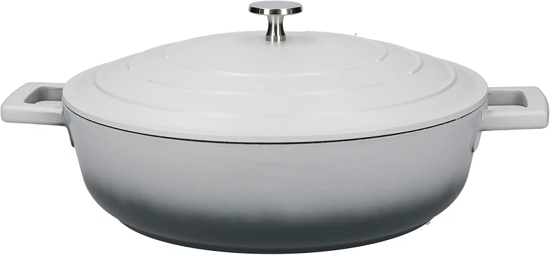 MasterClass Cast Aluminium Shallow Casserole Dish Grey Ombre 28cm 4L Gift Boxed