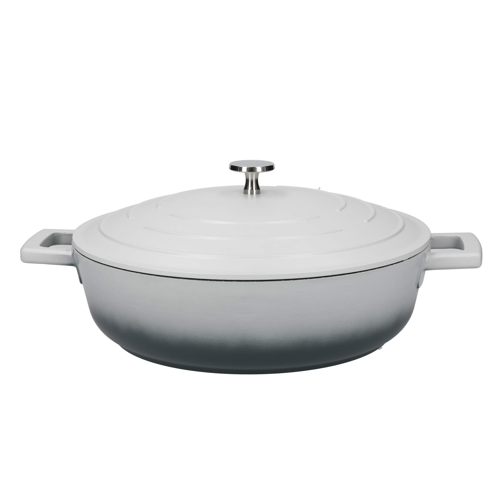 MasterClass Cast Aluminium Shallow Casserole Dish, Grey Ombre, 28cm/4Litre, Gift Boxed
