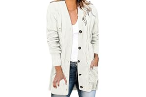 JMMSlmax Cardigan Sweaters for Women Lightweight with Pockets Women's Fall Casual Open Front Button Long Sleeve Knit Cardigan
