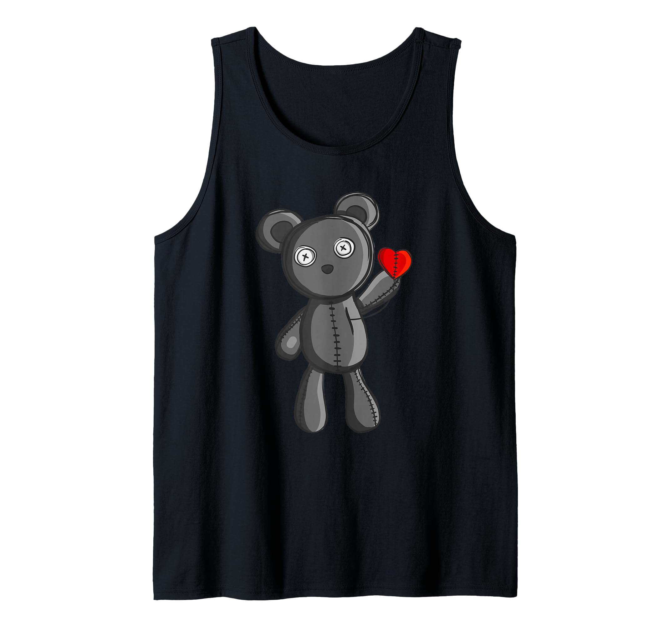 Sweet Little Emo Gothic Teddy Bear with Small Heart Gift Tank Top