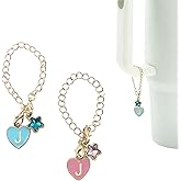 RJINYENS 2Pcs Letter Charm Accessories for Stanley Cup, Name Id Initial Letter for Stanley 30&40 oz Tumbler with Handle, Star Shape Decor, Personalized Stanley Cup Accessories Chain (Letter-J)
