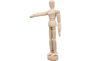 RDEXP 1PCS 5.5Inch Wood Mini Solid Wooden Art Human Manikin Mannequin Craft Model with a Wood Base 5.51x1.18Inch