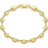 CANNCI 14K Gold Thick Mariner Link Bracelet for Women and Men Elegant Gold Chain Jewelry Gifts Sizes 6.5-9 Inches