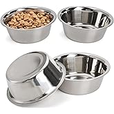 DEAYOU 4-Pack Stainless Steel Dog and Cat Bowl, Metal Food and Water Dish, 8" Basic Pet Feed Bowl for Large Medium Small Dog,
