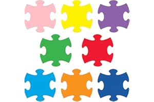 MixTeach 200 Pcs Puzzle Pieces Cutouts Paper Puzzle Accents Cutouts 4 Inch Puzzle Shapes Die Cut Paper Classroom Decorations for Birthday Party Bulletin Board School Craft Projects Party Supplies