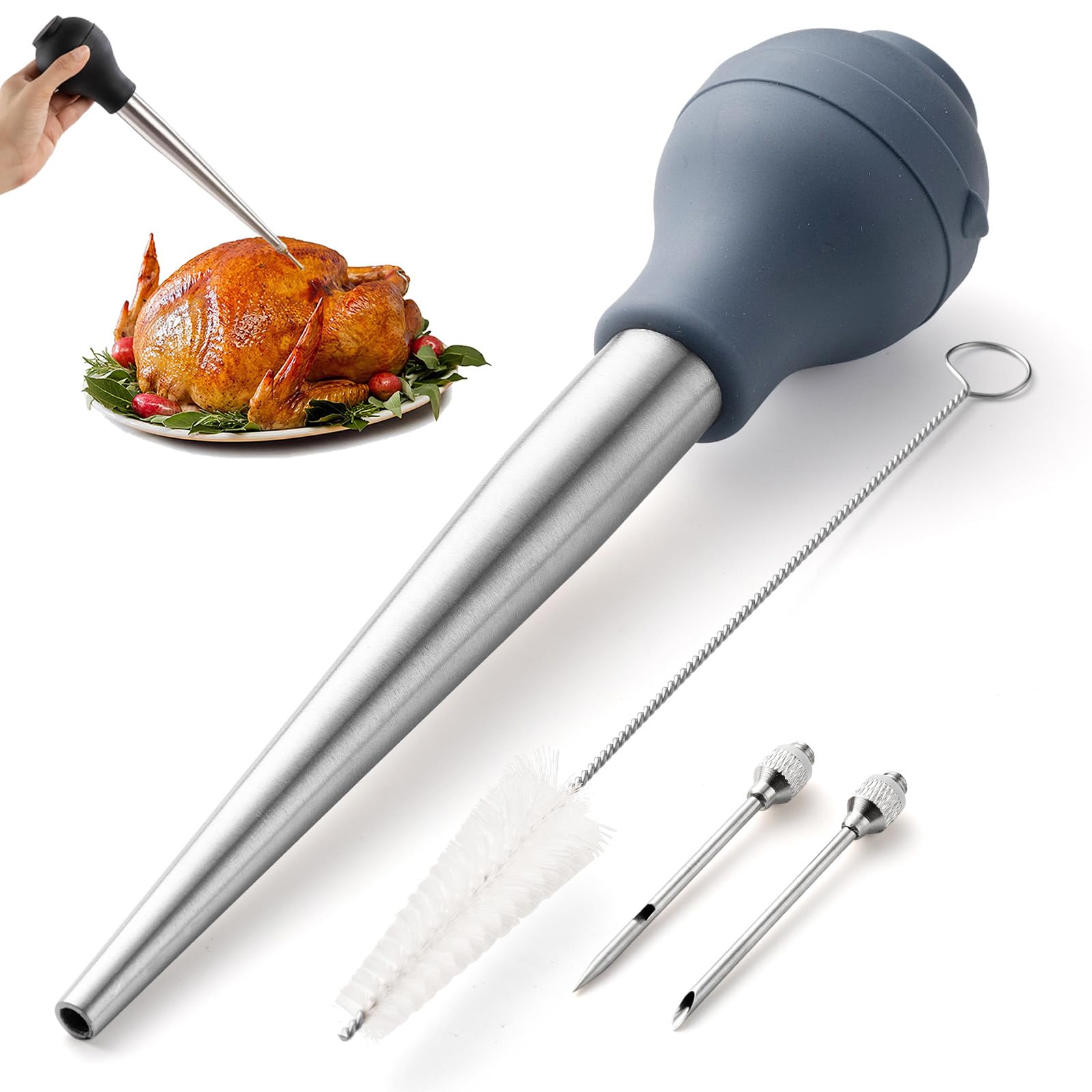 Photo 1 of *** ONLY SYRINGE *** COOK WITH COLOR Turkey Baster with Cleaning Brush - Food Grade Syringe Baster For Cooking, Deluxe Set, Blue