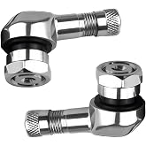 Qurbuns 2 PCS Motorcycle Tire Valve Stems, CNC Aluminum Alloy 90 Degree Valve Air Stems, Universal for 10 mm to 11.3 mm Tubeless Tires Bike Motorcycle (Silver)