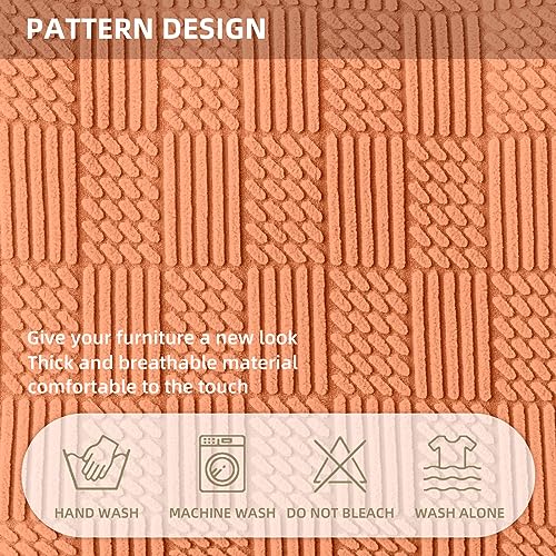 OKYUK Relax Armchair Cover, High Elasticity for Relax Reclining Armchair 4 Pieces Recliner Cover with Side Pockets, Removable and Washable Protective Covers (Orange Stripe)