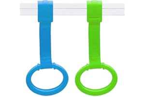 KALAMANDA Baby Pull Up Rings, 2 Pcs Bed Stand Up Assistant, Play Gym Crib Pull Ring for Toddler Kids Children Walking Training Tool(Blue and Green)