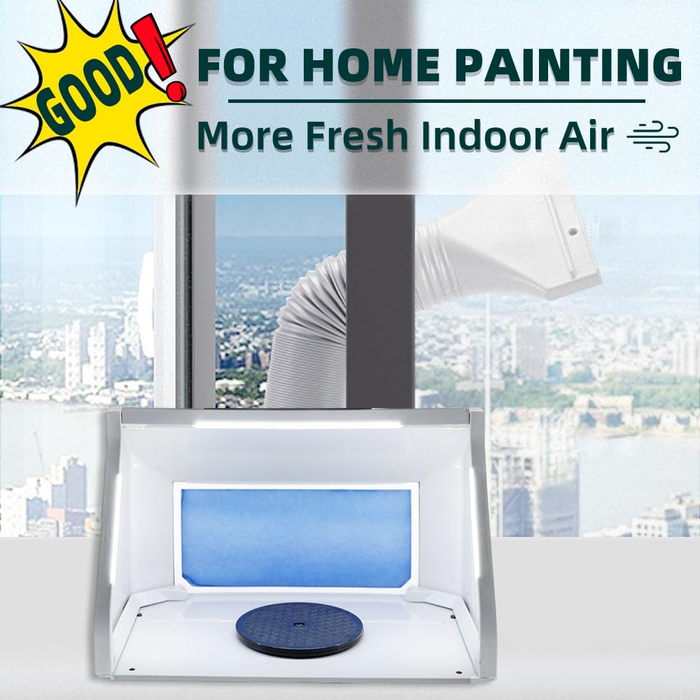 T TOGUSH Professional Airbrush Spray Booth with 3 LED Light Turn Table Large Capacity Portable Paint Spray Booth for Cake Hobby Model Airplane Crafts Painting