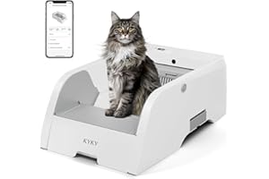 KYKY S6 Self Cleaning Litter Box, Upgraded Automatic Cat Litter Box Self Cleaning That Can Use Clumping Cat Litter, Open Design with Cats Taking to It Immediately, Anti Pinch and Odorless(Light Gray)