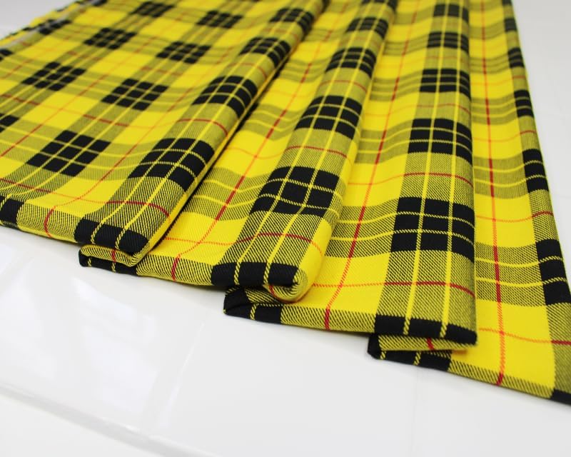 CraftsFabrics Polyviscose Tartan Rainbow Extra Wide 100% Cotton Craft Fabric Material for Quilting, Clothing, Sewing (Yellow, One Metre Pre-Cut)