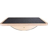 StrongTek Professional Wooden Balance Board, Rocker Board, Wood Standing Desk Accessory, Balancing Board for Under Desk, Anti Slip Roller, Core Strength, Stability, Office Wobble Boards