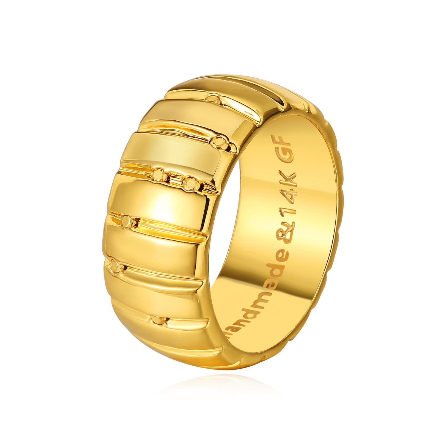 MYEARS Women Ring Gold Pumpkin Chunky Croissant