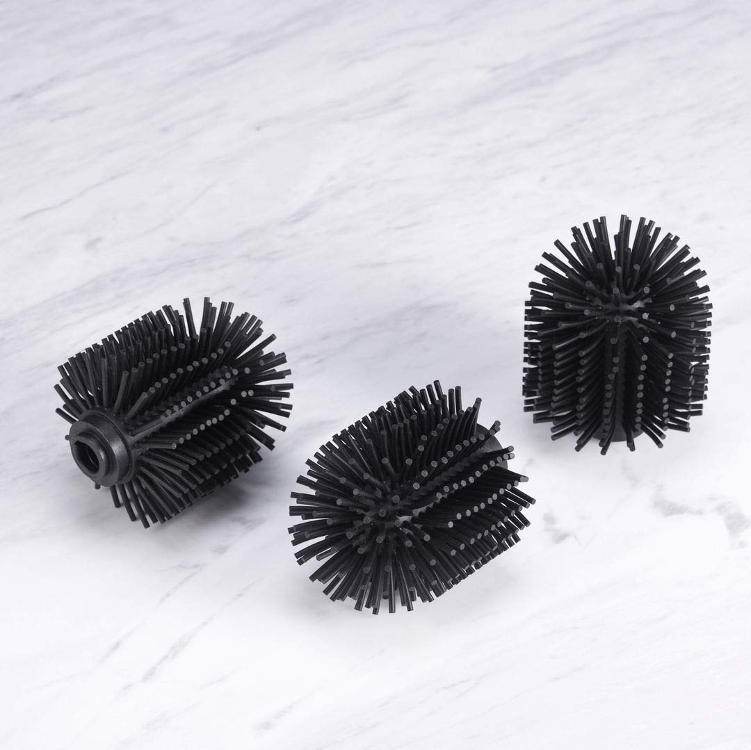 VINN DUNN Toilet Brush Set with Silicone Heads 3PK FOR VINN DUNN TOILET BRUSH HANLDLE (Silicone Brush Head Black 3PK)