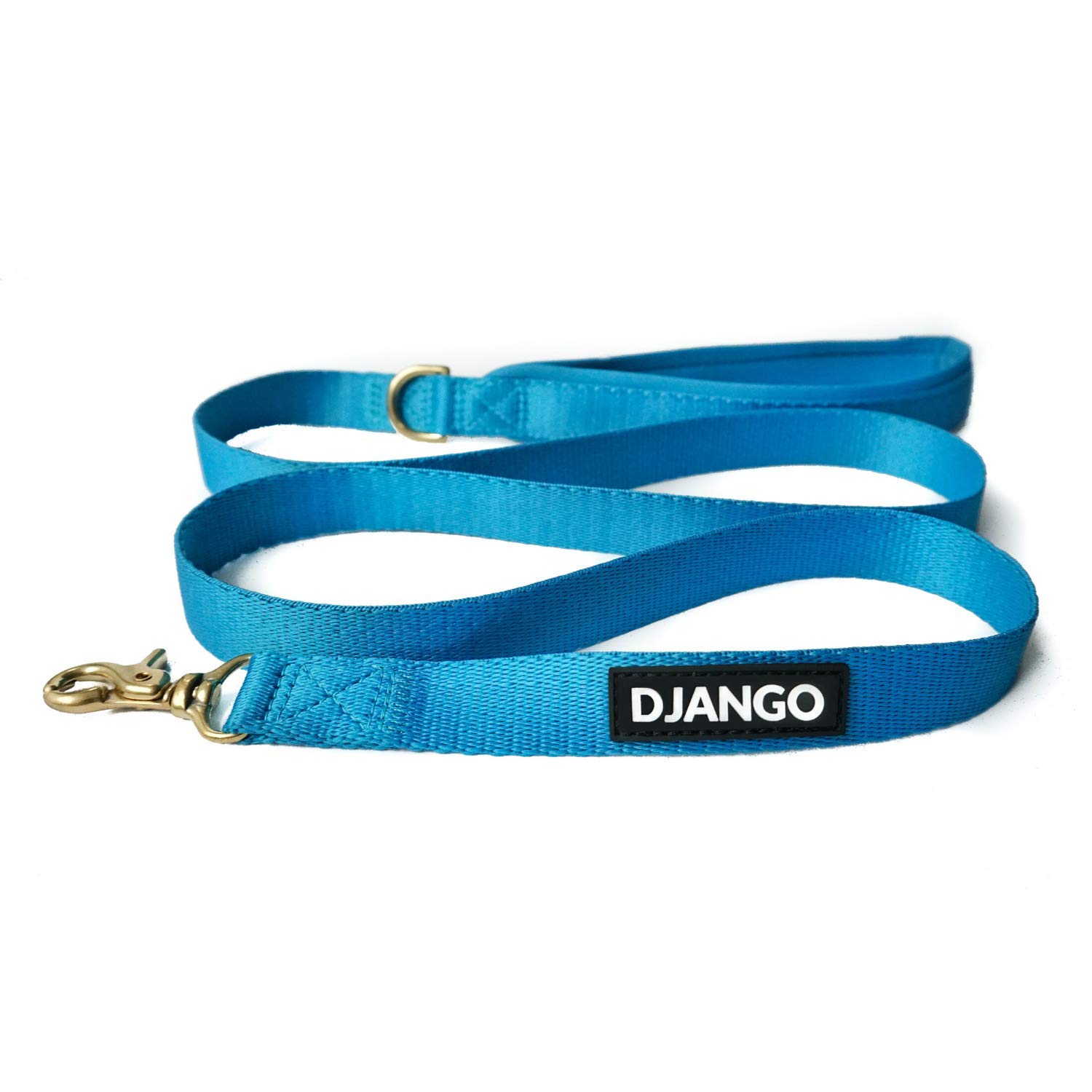 DJANGO Adventure Dog Leash – Strong, Comfortable, and Stylish Dog Leash with Solid Brass Hardware and Padded Handle - Designed for Outdoor Adventures and Everyday Use (Pacific Blue) — image 1