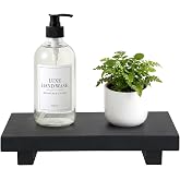 Black Bathroom Vanity Organizer Tray for Countertop Small Wooden Pedestal Stand Farmhouse Kitchen Sink Tray Decorative Hand S
