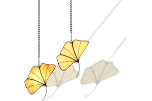 HomeBeauty PA0012 Ginkgo Leaves Suncatcher, Stained Glass Window Hanging, Tiffany Style Leaves Decorations Gifts (Ginkgo Leaf, Yellow, Set of 2)