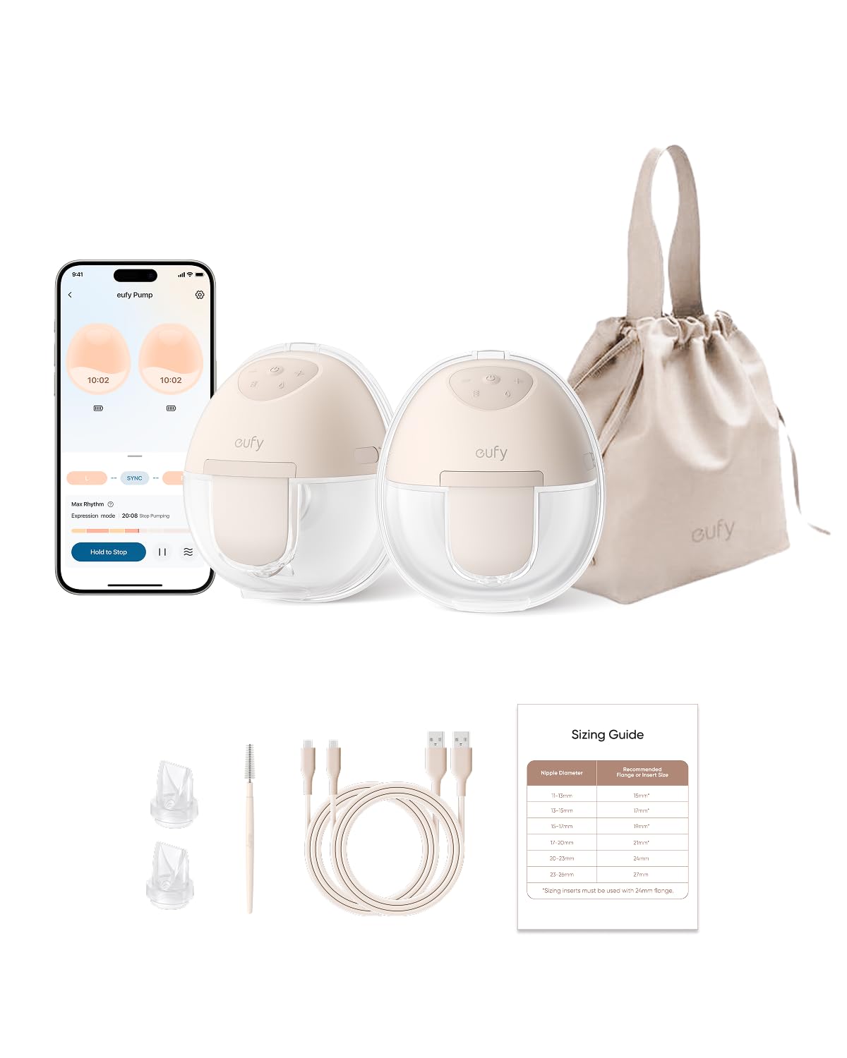 eufy Breast Pump E10, Wearable Breast Pump, Electric Hands-Free with App-Controlled Smart Rhythm Hospital-Grade Suction Portable Design Leak-Proof and Ultra-Quiet Performance