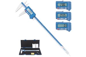 Dasqua Digital Caliper 12", IP54 Stainless Steel Water Resistant Caliper with Large LCD Display and Storage Case, Easy Switch Between Inch/Metric/Fraction, Accuracy 0.001'', Precision Measuring Tool