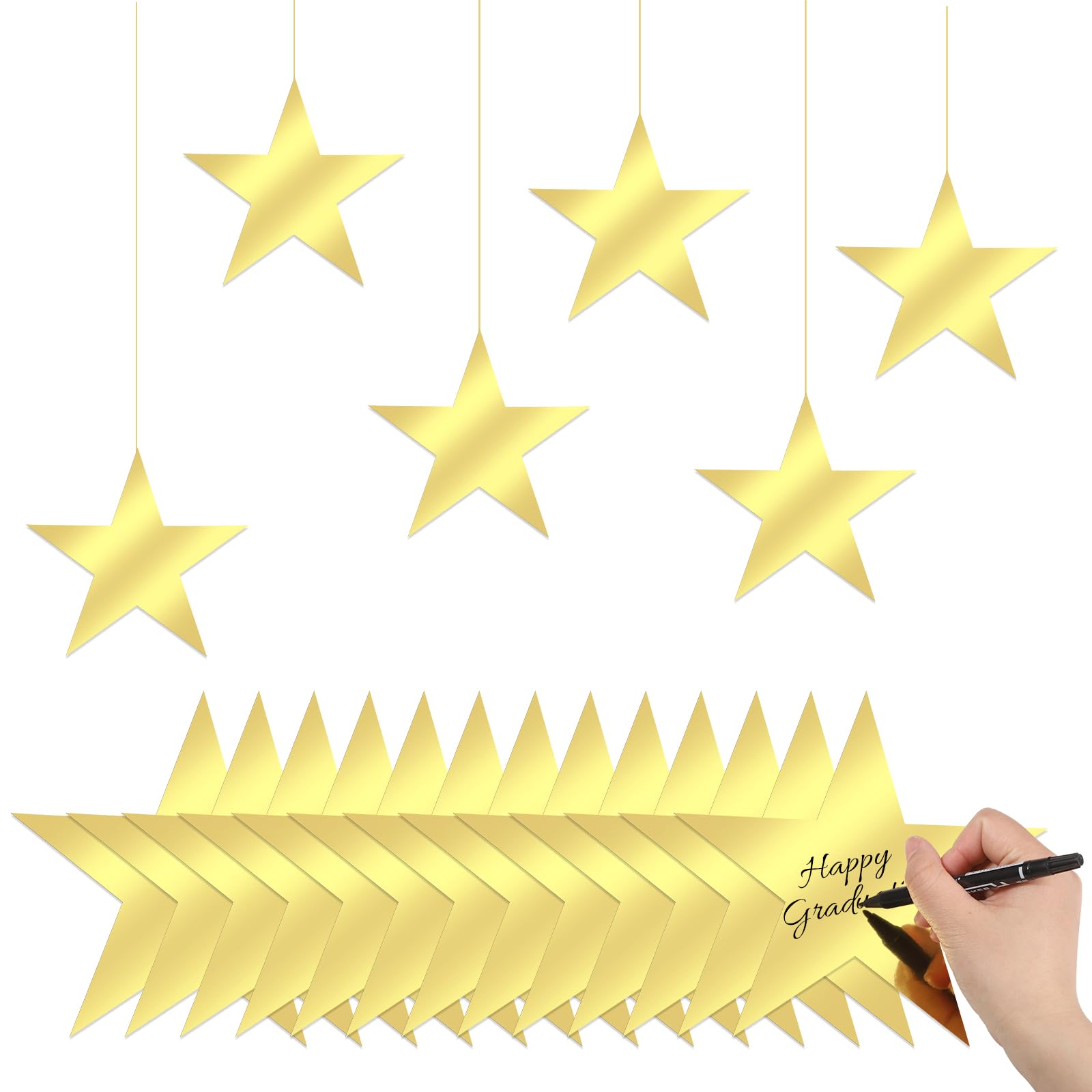 Photo 1 of 100 Pcs 6 Inch Gold Star Cutouts Double Printed Paper Stars Gold Star Decoration Bulletin Board Decorations for Classroom Wall Party
