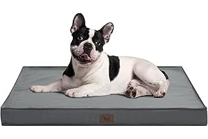 Tail Stories Outdoor Dog Bed for Medium/Small Dogs, Waterproof Dog Crate Bed for Medium Dogs Cats, Orthopedic Egg Crate Foam Pet Bed with Washable and Removable Oxford Cover, Grey