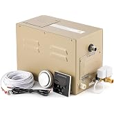Hapyvergo Steam Shower Generator Kit 3KW for Bath Sauna SPA, Self-draining System, Aromatherapy Steam Head, LED Waterproof Controller, 12-Hour Timer 77-131℉ For Home Commercial Use