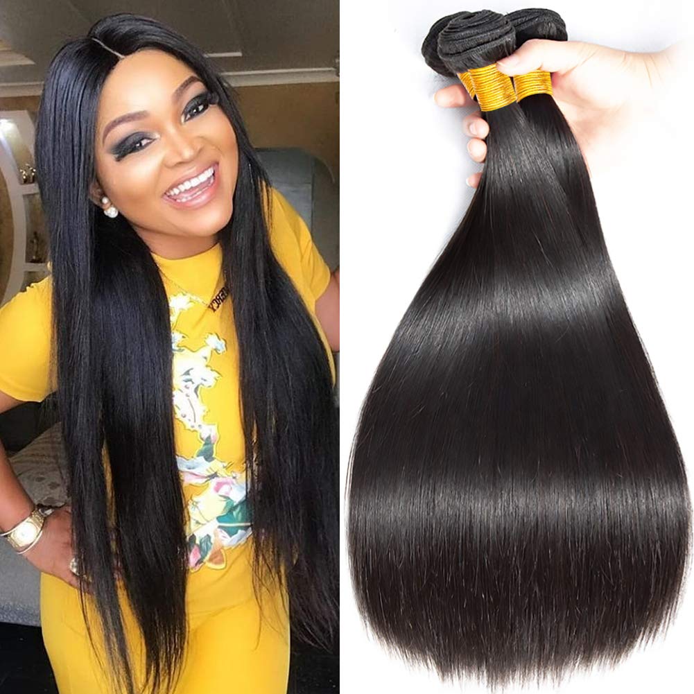 12A Brazilian Straight Hair Bundles Length 12 14 16 inch Brazilian Hair Bundles Straight Human Hair Bundles Natual Black Color 300g Total Cheap Hair Romface โ image 1