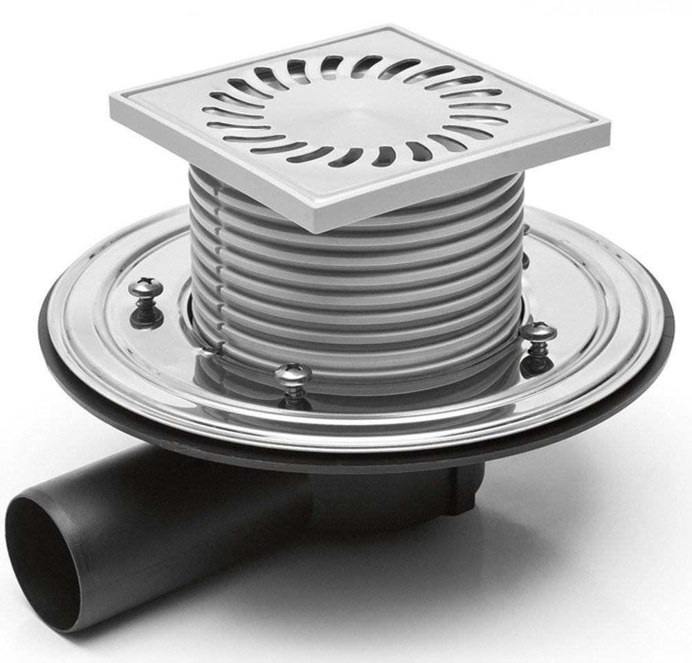 381-B Floor/Shower Drain 122 x 122 mm Stainless Steel DN 50 Traps Odour