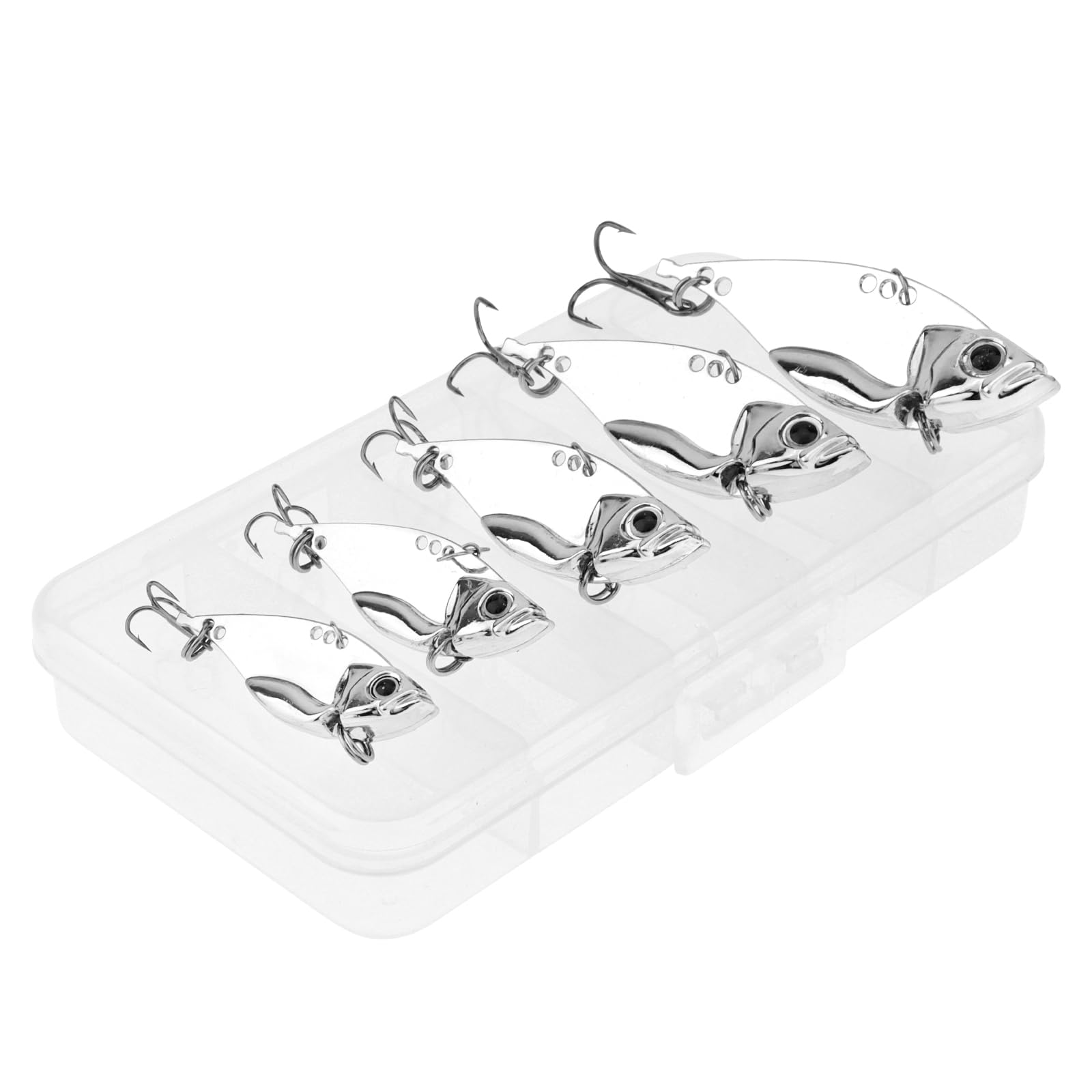 OriGlam 5pcs Fishing Spoons Hard Metal Lure, Fishing Lures Metal Spoons Hard Baits, Metal Fishing Lures for Bass Walleye Trout (Silver)