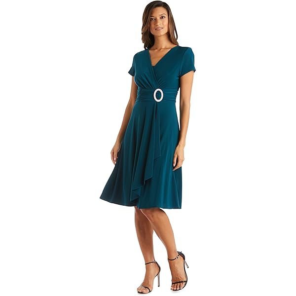 r&m richards short-sleeve faux-wrap dress Women's R&M Richards Cascade Faux-Wrap Dress