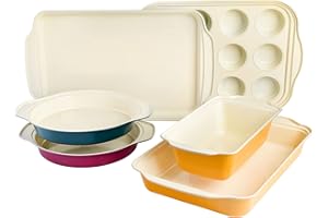 Spice by Tia Mowry Healthy Nonstick Ceramic Savory Saffron 6 Piece Carbon Steel Bakeware Set - Assorted Colors (96227.06RR)