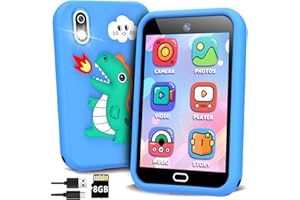 BEIARA Kids Smart Phone Toys with Unicorn Case 28 Games Touchscreen HD Dual Camera Audible Story Habit Tracker Portable Alphabet Cards Learning Toy Christmas Birthday Gifts for Girls Boys Age 3-8 (Dinosaur)