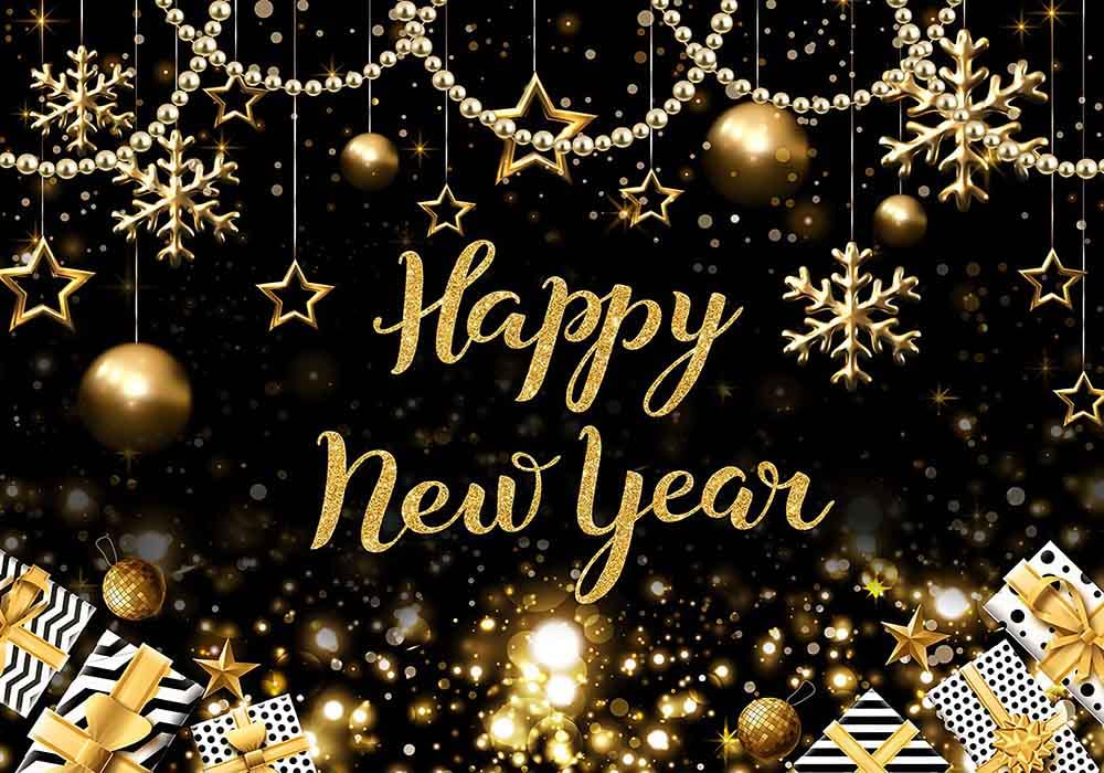 Haosphoto Happy New Year Backdrop for Photography 7X5FT New Year 2023 Backdrops Snowflakes Bokeh Sequins New Year Background for Merry Christmas and Happy New Year Photo Studio Props Vinyl HS921