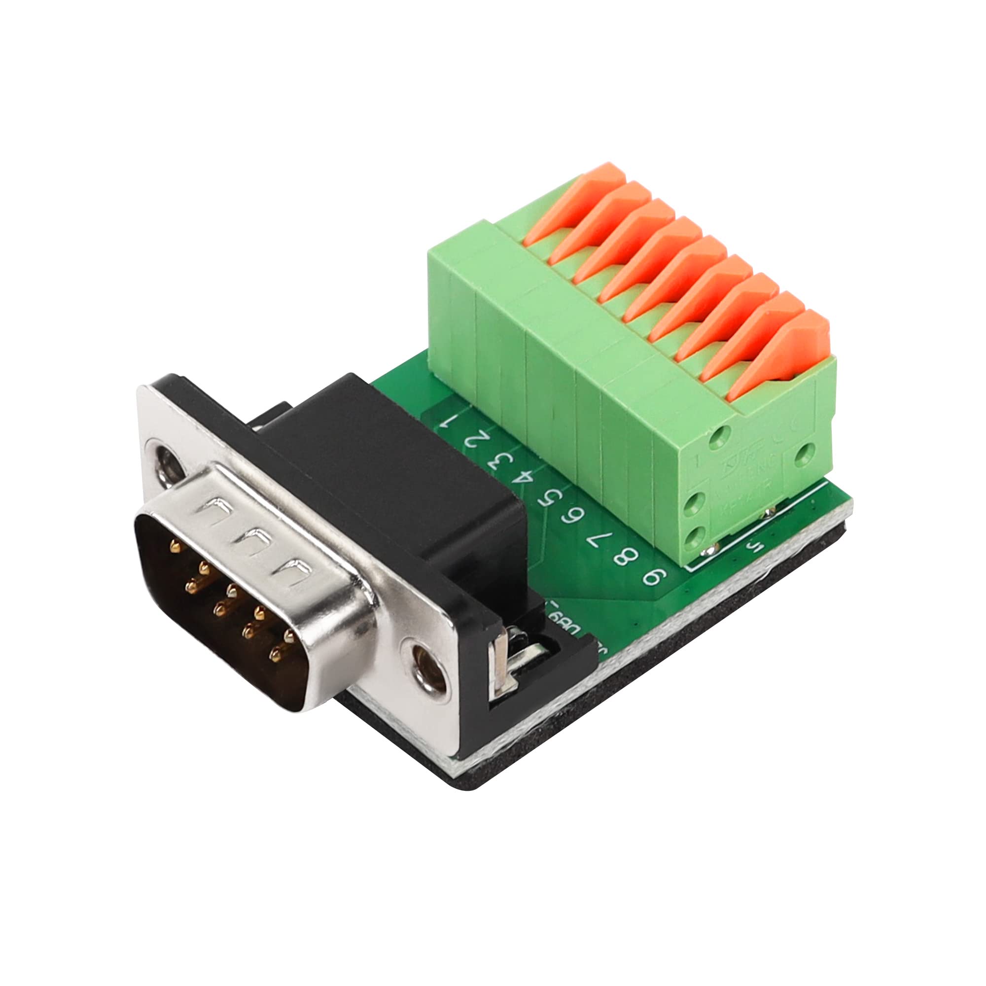 QIANRENON RS232 DB9 Quick Connect Solderless Adapter DB9 Male to 9 Pin Spring Terminal Crimp Connector, for Connection to Serial Communication Interfaces