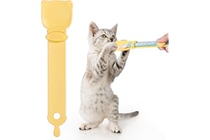 OKAMMY Cat Treat Squeeze Spoon Dispenser - Multifunctional Lickable Wet Cat Treat Dispenser for Cat Liquid Snack Cat Feeding Food Storage and Easy Hanging Cat Food Feeding Spoon (orange)