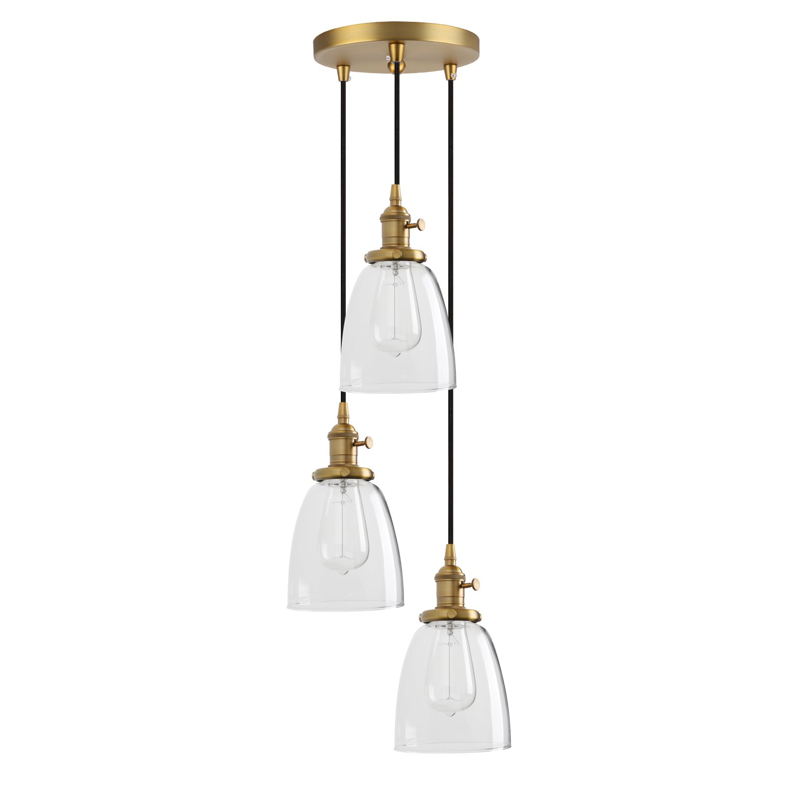 PathsOn Industrial Modern Loft Bar Edison Pendant Lights Retro Lamp Flush Ceiling Light 3 Lights Hanging Light Fittings Chandelier for Restaurant Living Room Dining Room Bedroom