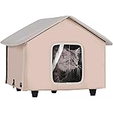 VEVOR Elevated Heated Cat House, Outdoor Kitty Shelter with Timer, 600D Oxford Cloth Foldable Cat Shelter with Heated Pad for