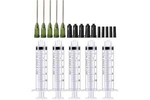BSTEAN 10ml Syringes 14Ga 1.5 Inch Blunt Tip Needle Storage Caps - Glue Applicator, Oil Dispensing (Pack of 5)