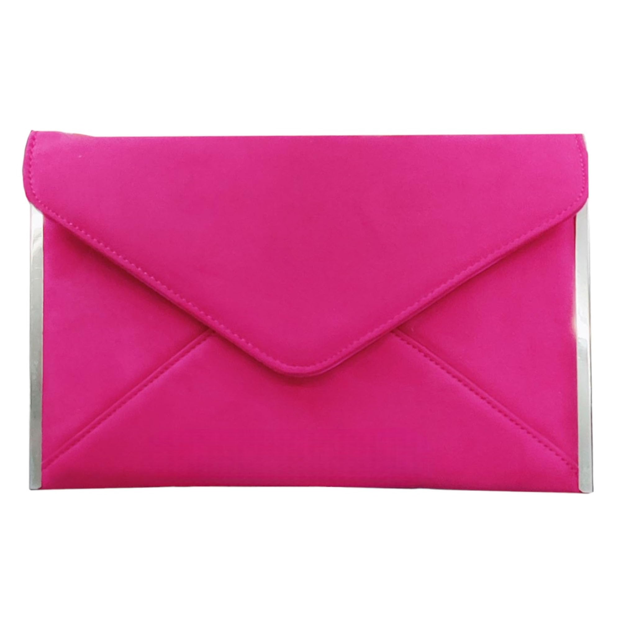 fi9® PLAIN SUEDE ENVELOP STYLE BRIDAL WEDDING EVENING CLUTCH PARTY PURSE HAND BAG (Fuchsia Pink)