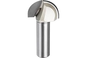 HARFINGTON 1pcs Router Bit Core Box 1/2 Shank 1-1/8 Inch Cutting Dia. Round Nose Router Bit 1 Flutes Carbide Cove Box Cutter 