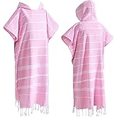 1pcs Turkish Towel Poncho Turkish Cotton Surf Poncho Changing Towels Swim Robe with Pocket Swim Cover Up Wearable Towel Hooded Beach Towel for Adult Man Women Beach Pool (Pink, M)