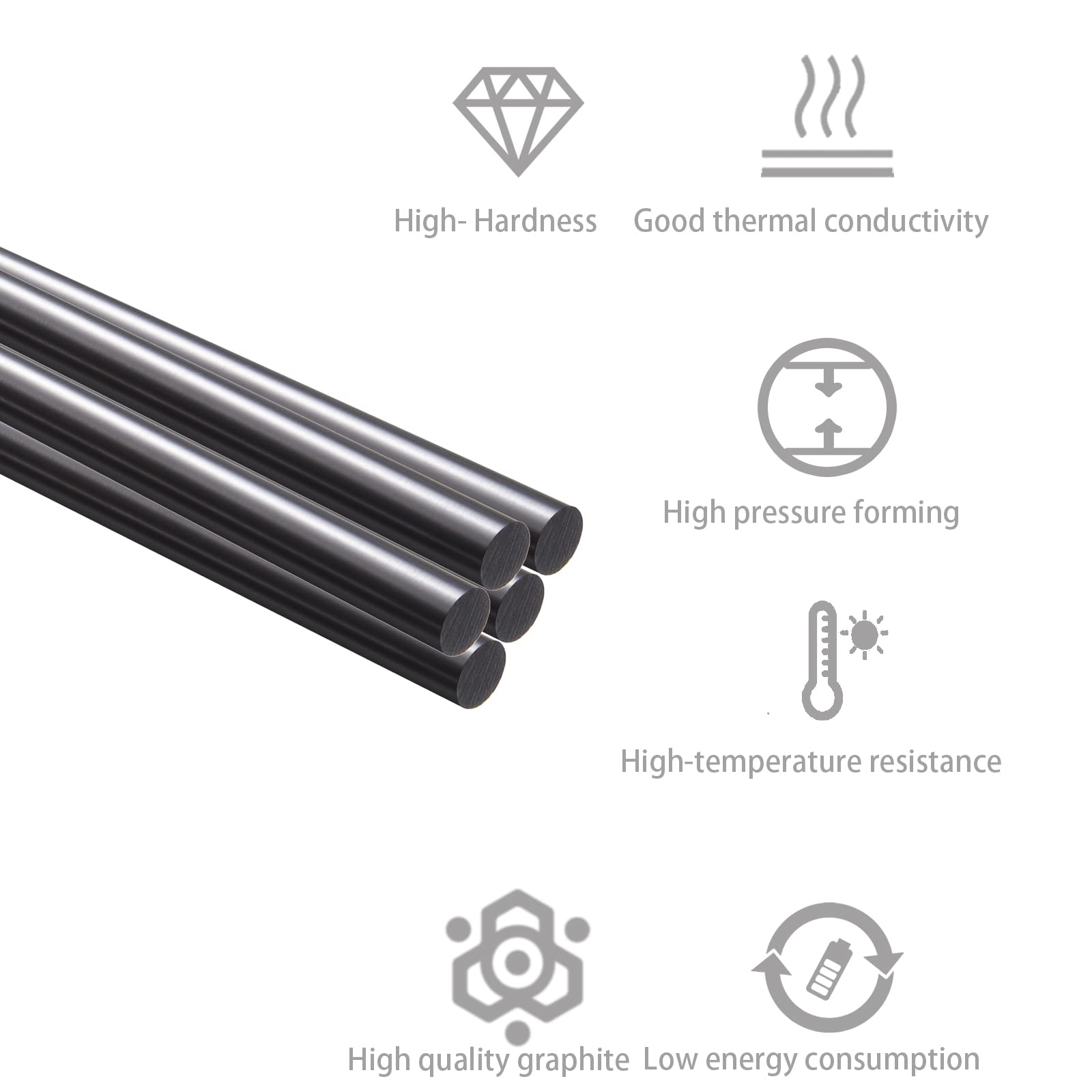 Graphite Stir Rod, 5Pack Graphite Crucible Stir Stick Long Carbon Stirring Rod for Molten Metal and Melting Casting Gold Silver Copper, 12