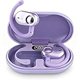 Ttbesmi Purple Over Open Ear Earbuds Headphones Bluetooth Wireless Outside Out of Ear Buds Hook for Runners Wrap Around Ears Air Bone Conduction Headsets Workout Sports Eabuds Earphones with Earhooks