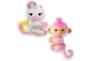 Fingerlings Interactive Baby Monkey and Unicorn - Pack of 2 - Lulu & Harmony - 70+ Sounds & Reactions, Heart Lights Up, Reacts to Touch (Ages 5+)