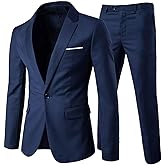Cloudstyle Men's 2-Piece Suits Slim Fit 1 Button Dress Suit Jacket Blazer & Pants Set