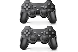 2 Pack PS3 Controller Wireless Double Shock High Performance Gaming Controller with Upgraded Joystick for PlayStation 3(Black