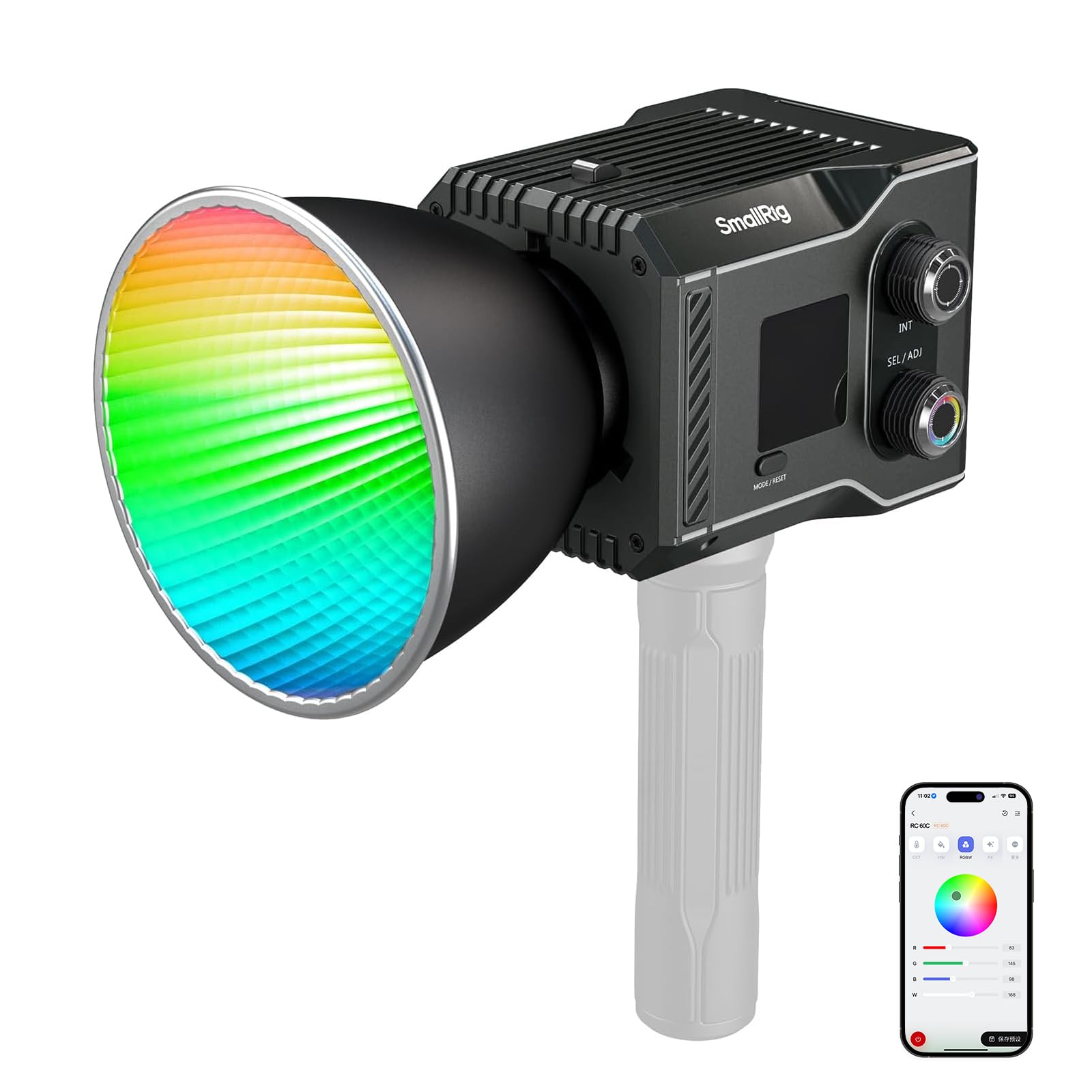 SMALLRIG RC 60C RGB LED Video Light 2500K-10000K Color Temperature, Supports PD Fast Charging, Manual and App Control, for Shooting on The Move, with 12 Light Effects, Lite Edition - 4808