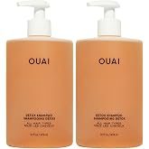 OUAI Detox Shampoo - Clarifying Shampoo for Build Up, Dirt, Oil, Product and Hard Water - Apple Cider Vinegar &amp; Keratin for Clean, Refreshed Hair - Sulfate-Free Hair Care (16 oz) (Pack of 2)